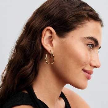 Organically Shaped Double Hoop Earrings 
