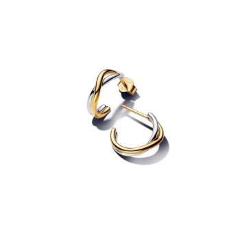 Organically Shaped Two-tone Open Hoop Earrings 
