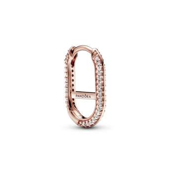 14k Rose gold-plated hoop link earring with clear cubic zirconia 