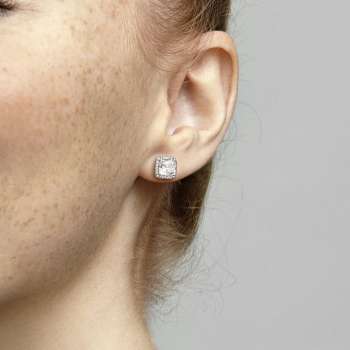 Square Sparkle Halo Stud Earrings 