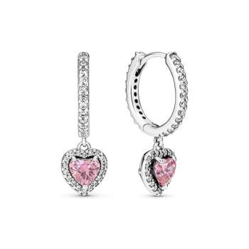 Sparkling Halo Heart Hoop Earrings 