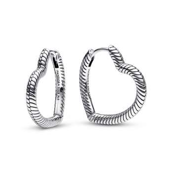 Pandora Moments Heart Charm Hoop  Earrings 