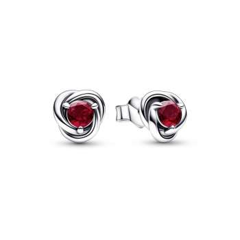 July True Red Eternity Circle Stud Earrings 