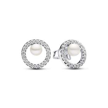 Treated Freshwater Cultured Pearl & Pavé Halo Stud Earrings 