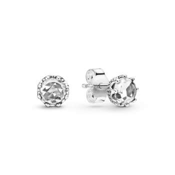 Clear Sparkling Crown Stud Earrings 