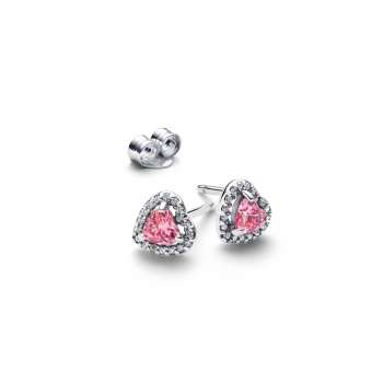 Невисечки обетки со розево срце Elevated Pink Heart Stud 