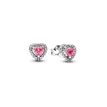 Невисечки обетки со розево срце Elevated Pink Heart Stud 