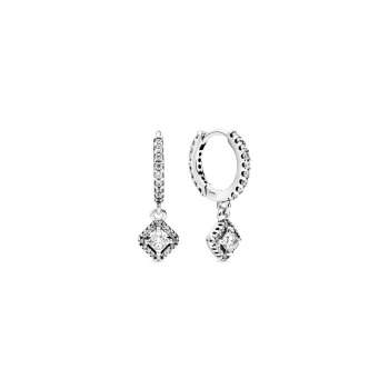 Square Sparkle Hoop Earrings 