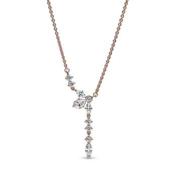 Herbarium cluster 14k rose gold-plated collier with clear cubic zirconia 