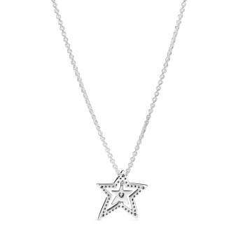 Pavé Asymmetric Star Collier Necklace 