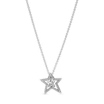 Pavé Asymmetric Star Collier Necklace 