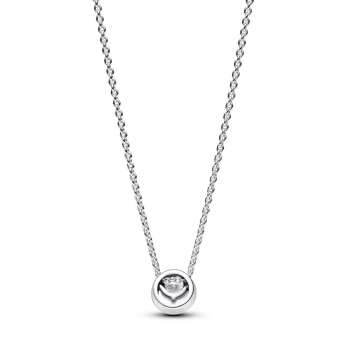 Sparkling Round Halo Pendant Collier Necklace 