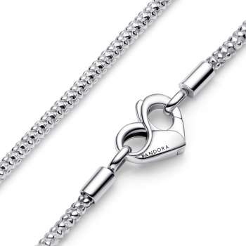 Studded chain sterling silver necklace with heart clasp 