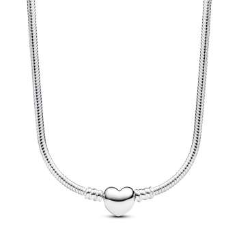 Pandora Moments Heart Clasp Snake Chain Necklace 