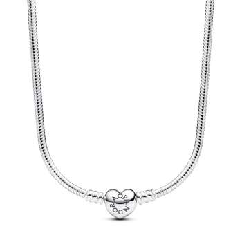 Pandora Moments Heart Clasp Snake Chain Necklace 