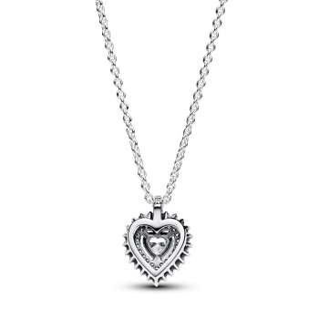 Sparkling Heart Halo Pendant Necklace 