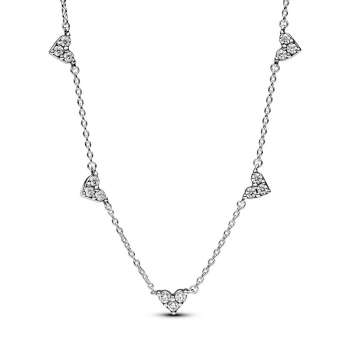 Triple Stone Heart Station Chain Necklace 