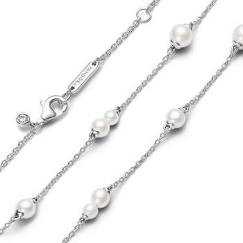 Treated Freshwater Cultured Pearl Station Chain Necklace 