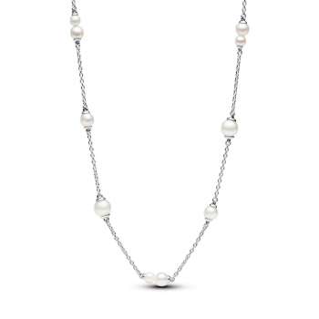 Treated Freshwater Cultured Pearl Station Chain Necklace 