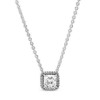 Square Sparkle Halo Necklace 