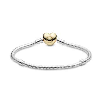 Pandora Moments Heart Clasp Snake Chain Bracelet 