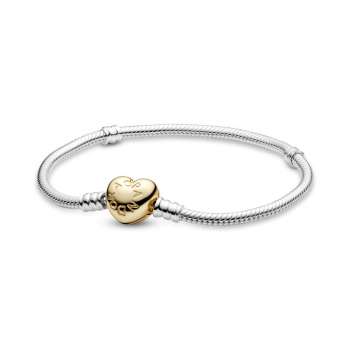 Pandora Moments Heart Clasp Snake Chain Bracelet 