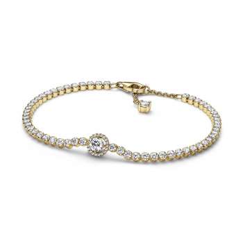 14k Gold-plated bracelet with clear cubic zirconia 