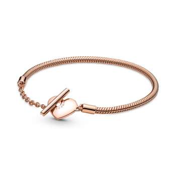 Pandora Moments Heart T-Bar Snake Chain Bracelet 