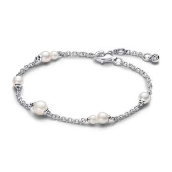 Treated Freshwater Cultured Pearl Station Chain Bracelet 