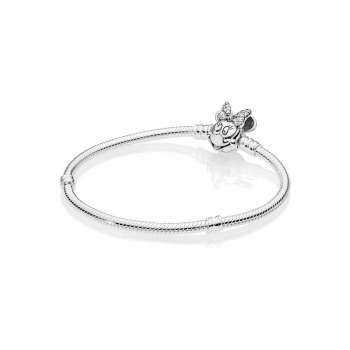 Disney Pandora Moments Pavé Minnie Mouse Clasp Snake Chain Bracelet 