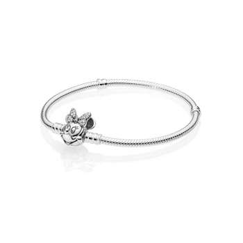 Disney Pandora Moments Pavé Minnie Mouse Clasp Snake Chain Bracelet 