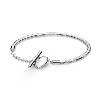 Pandora Moments Heart T-Bar Snake Chain Bracelet 