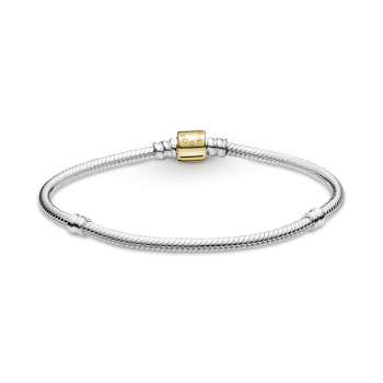 Pandora Moments Two-tone Barrel Clasp Snake Chain Bracelet 