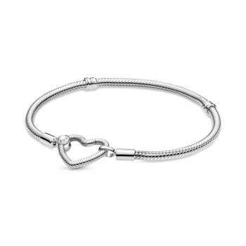 Pandora Moments Heart Closure Snake Chain Bracelet 