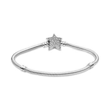 Pandora Moments Asymmetric Star Clasp Snake Chain Bracelet 