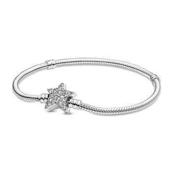 Pandora Moments Asymmetric Star Clasp Snake Chain Bracelet 