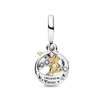 Disney Tinkerbell sterling silver and 14k gold-plated dangle with clear cubic zirconia 