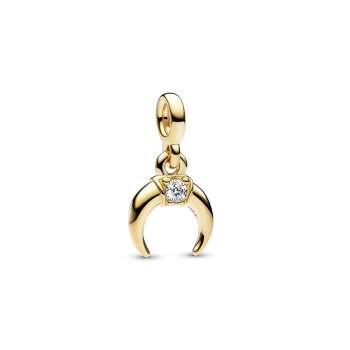 Moon 14k gold-plated mini dangle with clear cubic zirconia 