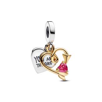 Engravable Heart & Arrow Double Dangle Charm 