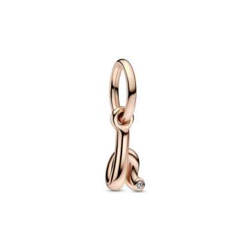 Letter h 14k rose gold-plated dangle with clear cubic zirconia 