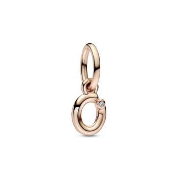 Letter o 14k rose gold-plated dangle with clear cubic zirconia 