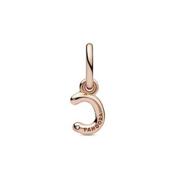 Letter c 14k rose gold-plated dangle with clear cubic zirconia 