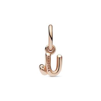 Letter u 14k rose gold-plated dangle with clear cubic zirconia 