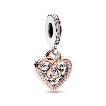 Two-tone Infinity Heart Double Dangle Charm 