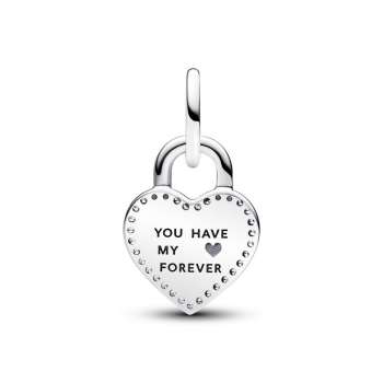 Two-tone Twistable Heart Padlock Double Dangle Charm 