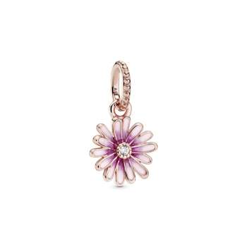 Pink Daisy Flower Dangle Charm 