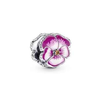 Pink Pansy Flower Charm 