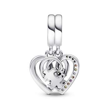 Puzzle Piece Hearts Splittable Friendship Dangle Charm 