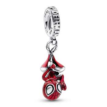 Marvel Spider-Man sterling silver dangle with black and transparent red enamel 