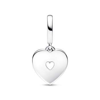 Pearlescent White Heart Double Dangle Charm 